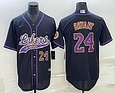Men's Los Angeles Lakers #24 Kobe Bryant Number Black With Patch Cool Base Stitched Baseball Jersey,baseball caps,new era cap wholesale,wholesale hats